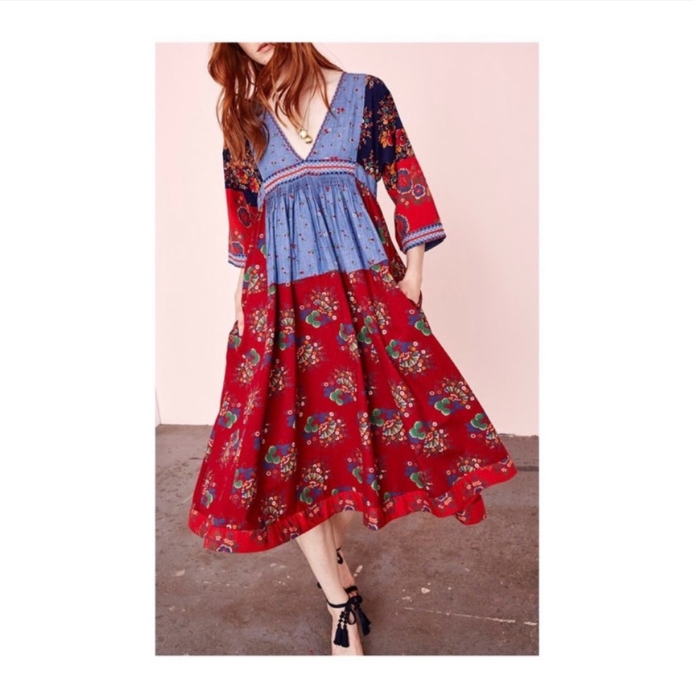 Ulla Johnson Milena Patchwork Midi Dress 2